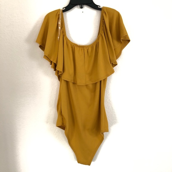 Frill Layered Bodysuit Mustard S - Picture 6 of 6